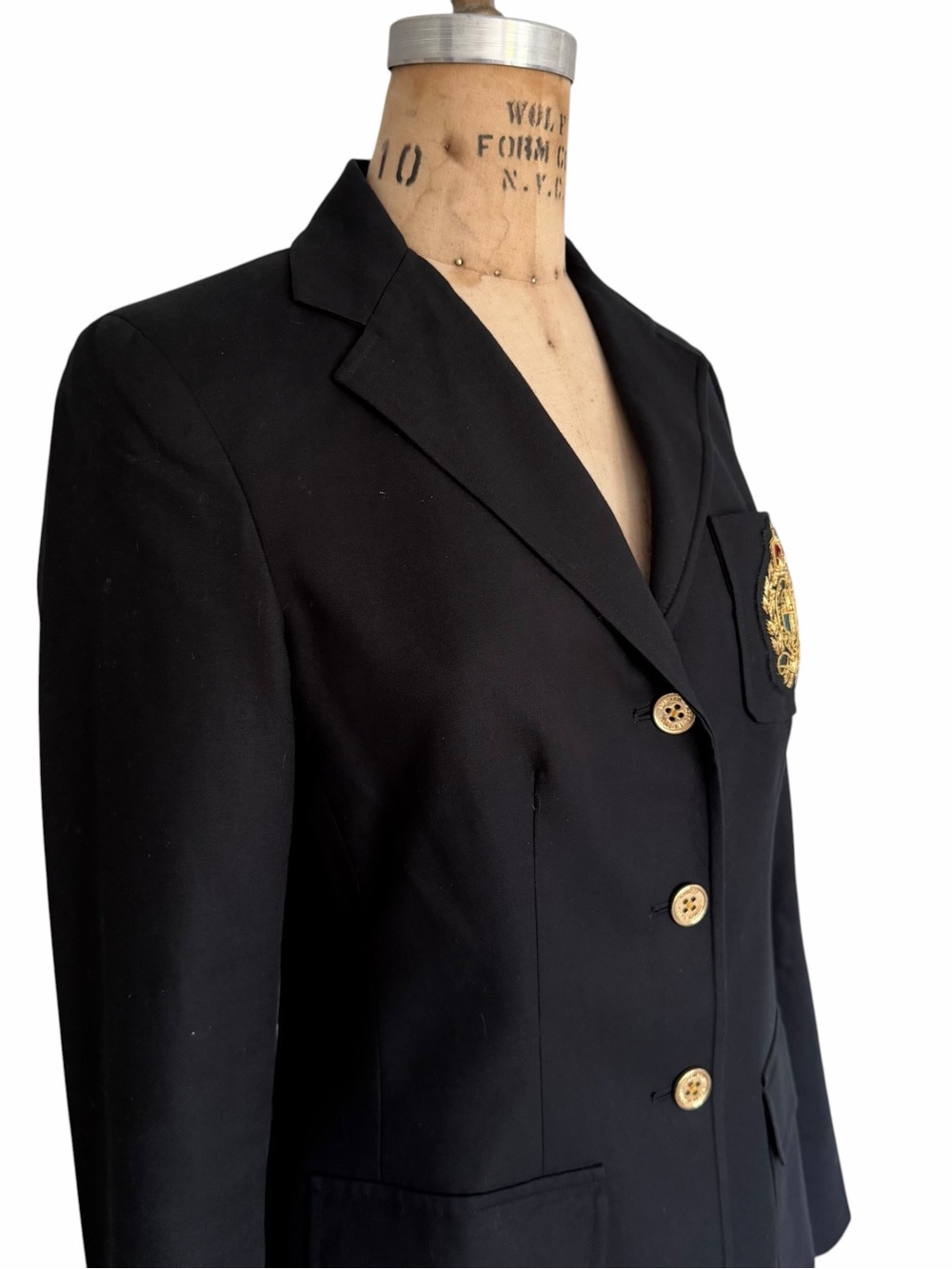 Lauren Ralph Lauren Black Crest Blazer Gold Buttons Size 2 - Picture 3 of 11